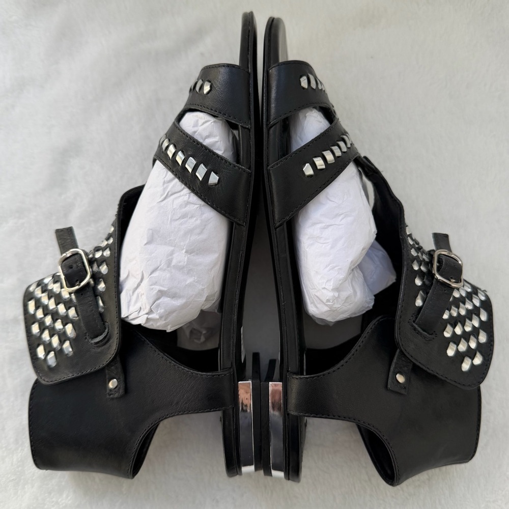 SCHUTZ Sandalia Rasteira Black Leather Woven Sandals Size 9 Boho New w/Box - Picture 11 of 15